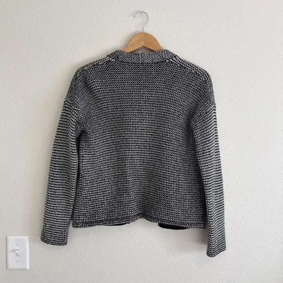 Madewell Cardigan Women Medium Black White Knit Tweed Open Front Cocoon Classic - Picture 4 of 6